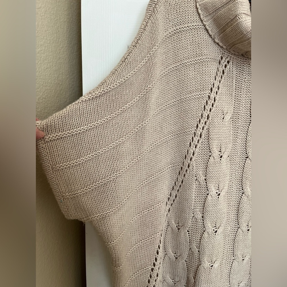 Even Cowl Neck Poncho/ Cape Pullover Tan/Beige Women's Size Large
